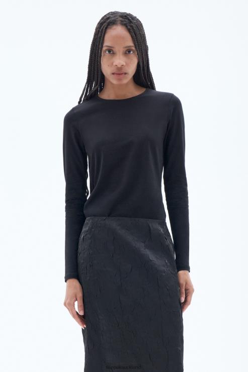 Women Filippa K Black Cotton Stretch Long Sleeve Apparel 66L84162