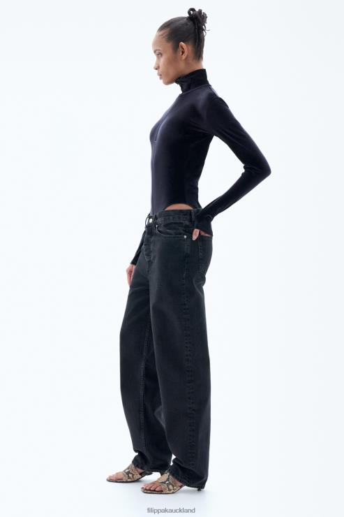 Women Filippa K Black Velvet Zip Body Apparel 66L84165