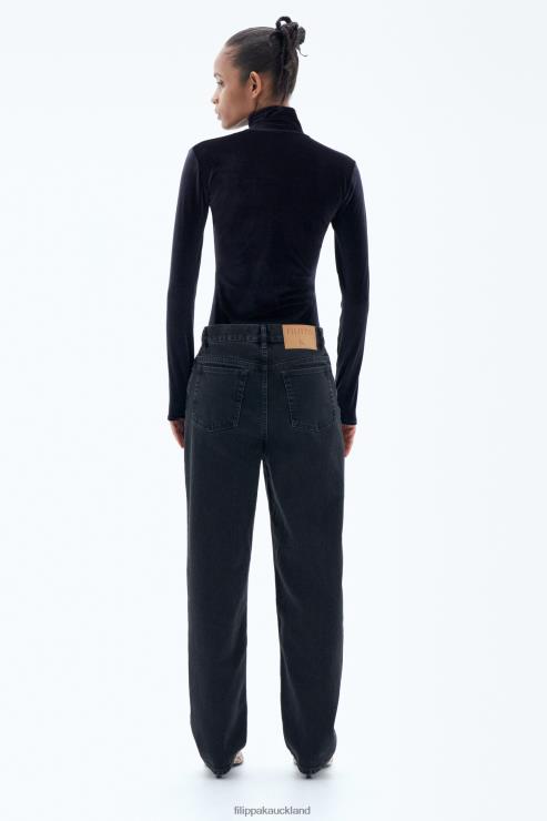 Women Filippa K Black Velvet Zip Body Apparel 66L84165