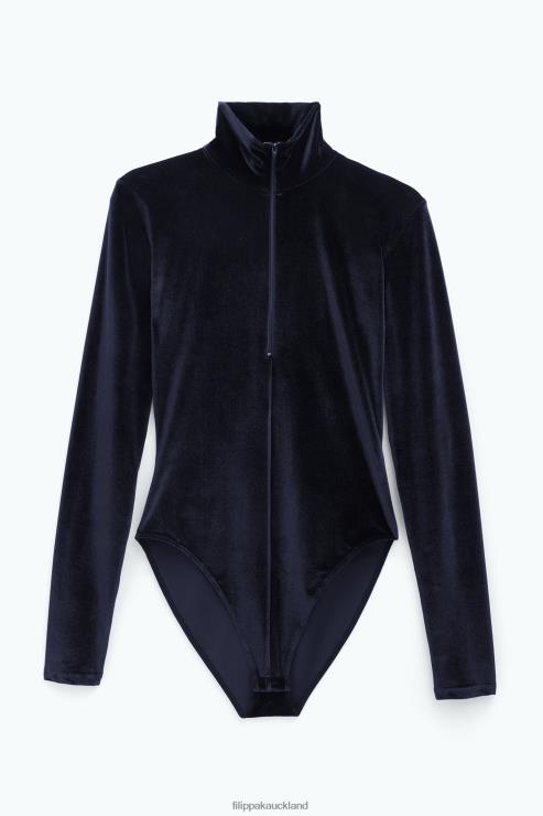 Women Filippa K Black Velvet Zip Body Apparel 66L84165