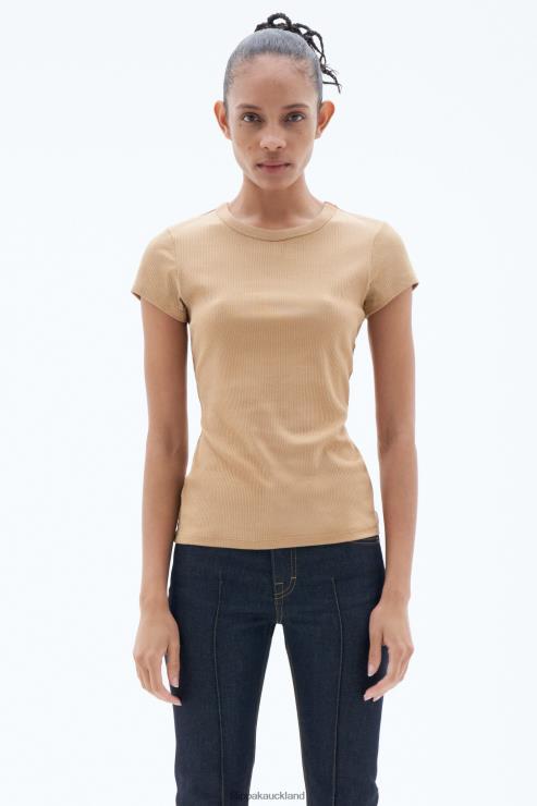 Women Filippa K Sand Beige Fine Rib Tee Apparel 66L84139