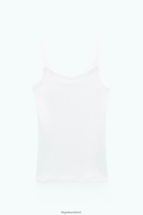 Women Filippa K White Fine Rib Singlet Apparel 66L84169