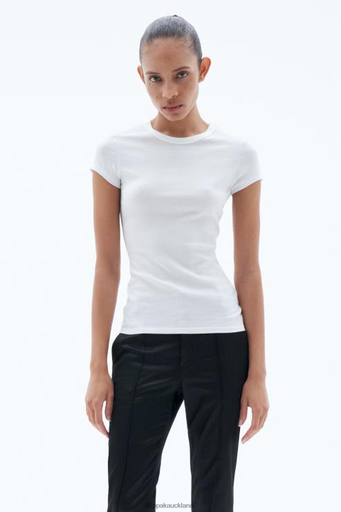 Women Filippa K White Fine Rib Tee Apparel 66L84150