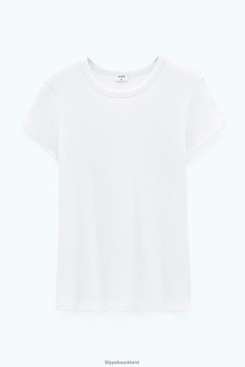 Women Filippa K White Fine Rib Tee Apparel 66L84150