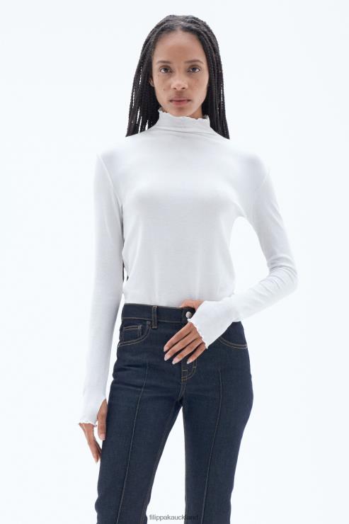 Women Filippa K White Rib Mock Neck Top Apparel 66L84151