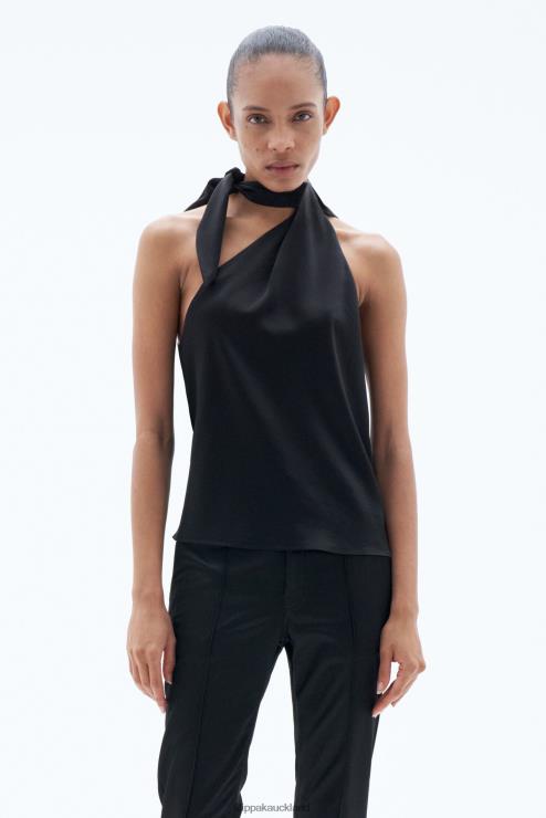 Women Filippa K Black Asymmetric Tie Neck Tank Apparel 66L84157