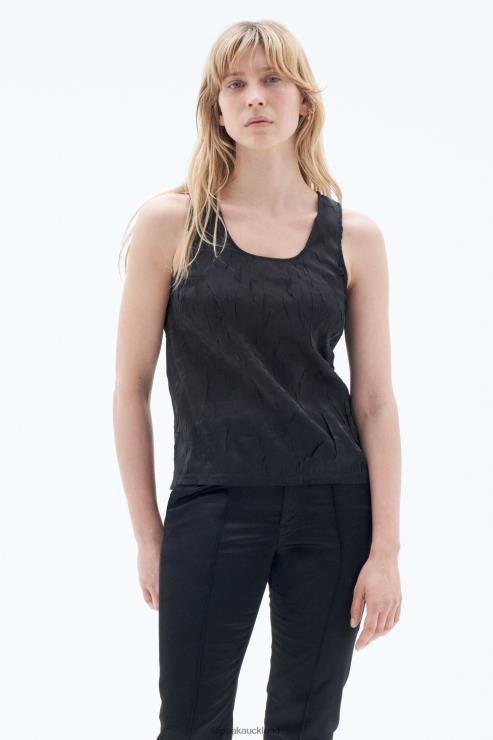 Women Filippa K Black Crinkled Tank Top Apparel 66L84128