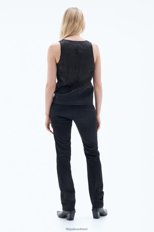 Women Filippa K Black Crinkled Tank Top Apparel 66L84128