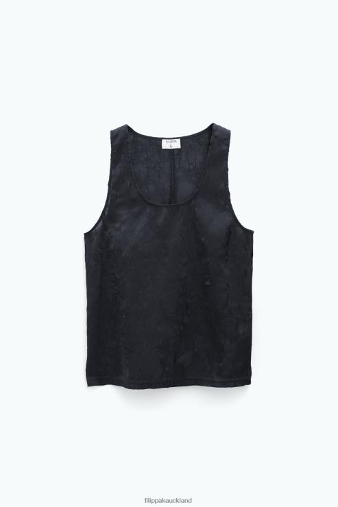 Women Filippa K Black Crinkled Tank Top Apparel 66L84128