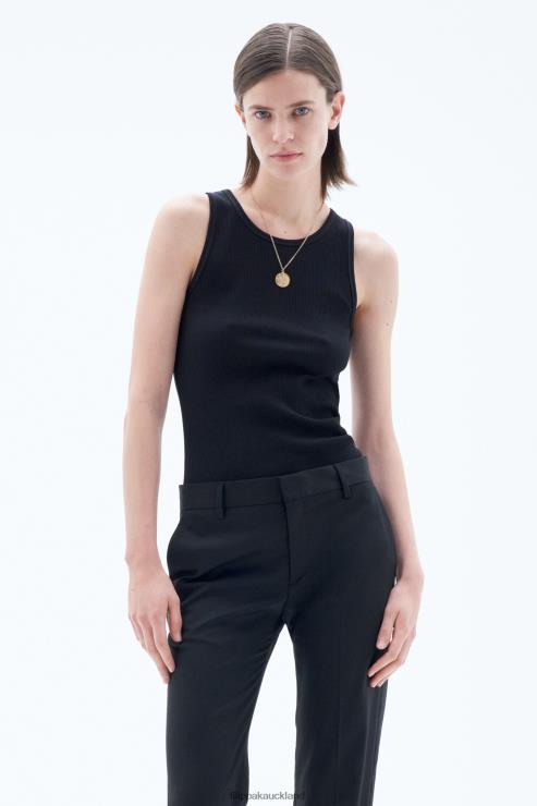 Women Filippa K Black Fine Rib Tank Apparel 66L84142