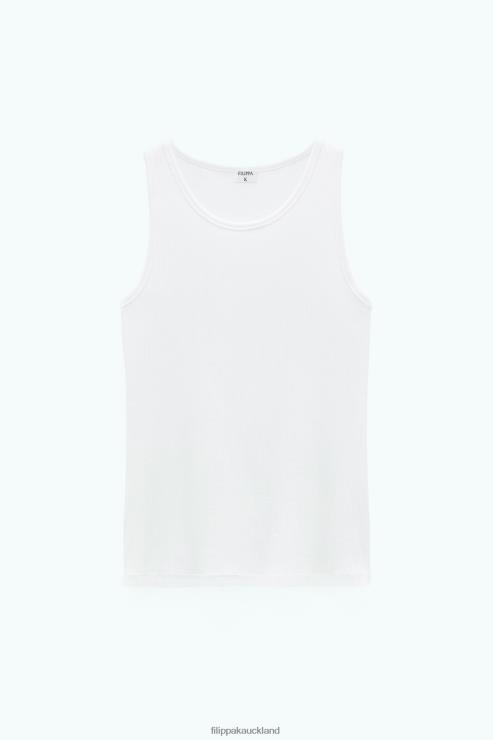 Women Filippa K White Fine Rib Tank Apparel 66L84170