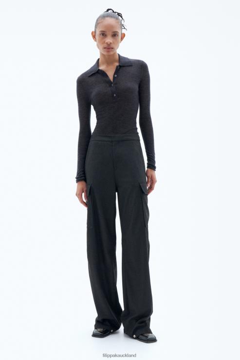 Women Filippa K Anthracite Flannel Cargo Trousers Apparel 66L8489