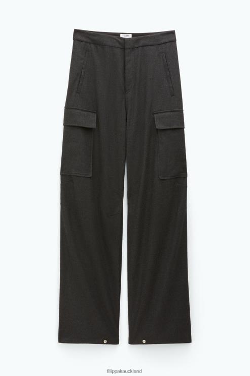 Women Filippa K Anthracite Flannel Cargo Trousers Apparel 66L8489