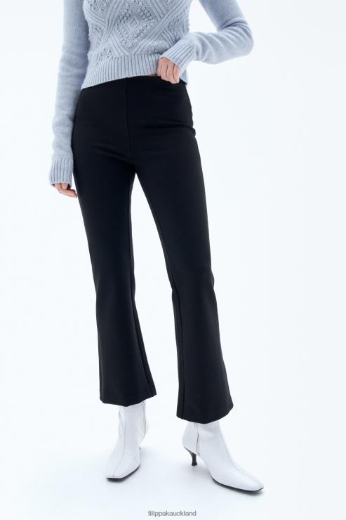 Women Filippa K Black Flared Jersey Trousers Apparel 66L84102