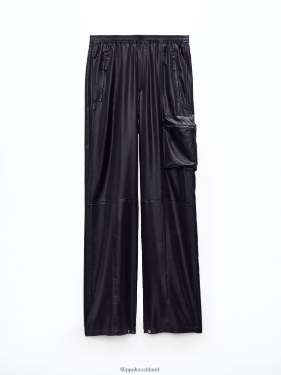 Women Filippa K Black Shiny Cargo Trackpants Apparel 66L84125