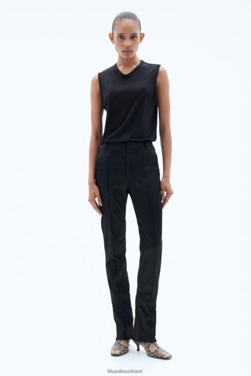 Women Filippa K Black Slim Satin Trousers Apparel 66L8493