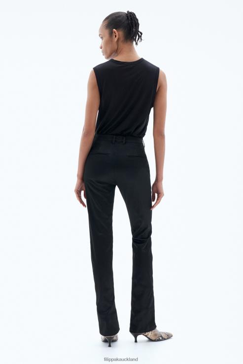 Women Filippa K Black Slim Satin Trousers Apparel 66L8493