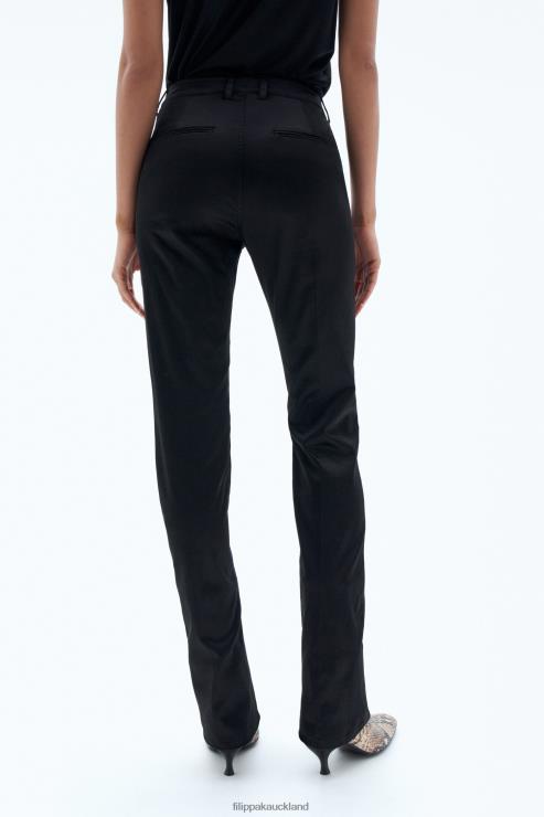 Women Filippa K Black Slim Satin Trousers Apparel 66L8493