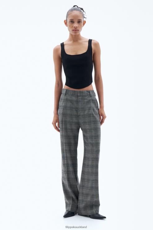 Women Filippa K Grey Check Pleated Trousers Apparel 66L84119