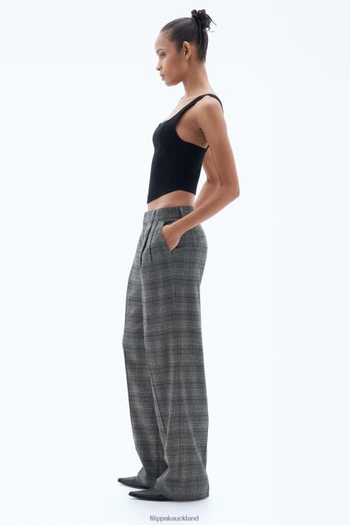 Women Filippa K Grey Check Pleated Trousers Apparel 66L84119