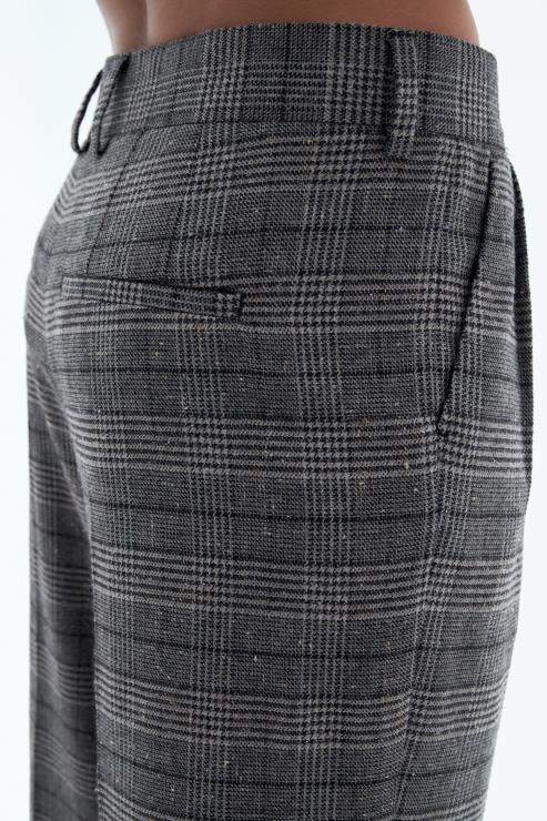 Women Filippa K Grey Check Pleated Trousers Apparel 66L84119