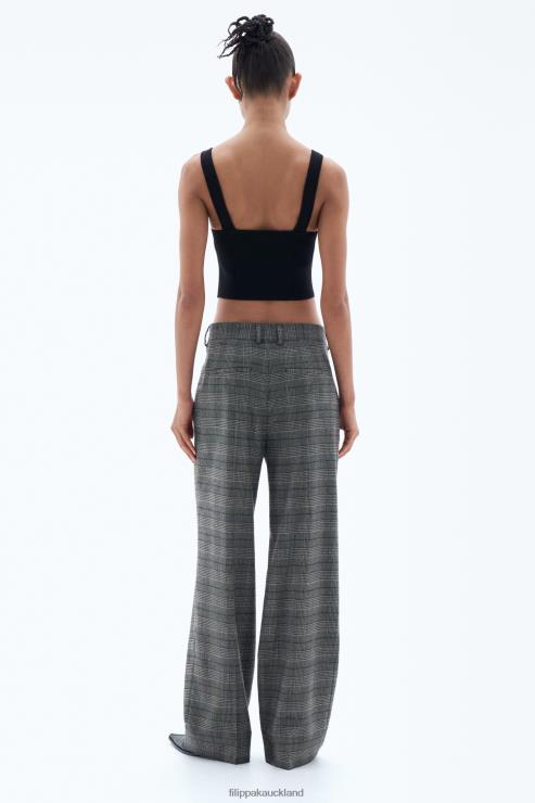 Women Filippa K Grey Check Pleated Trousers Apparel 66L84119