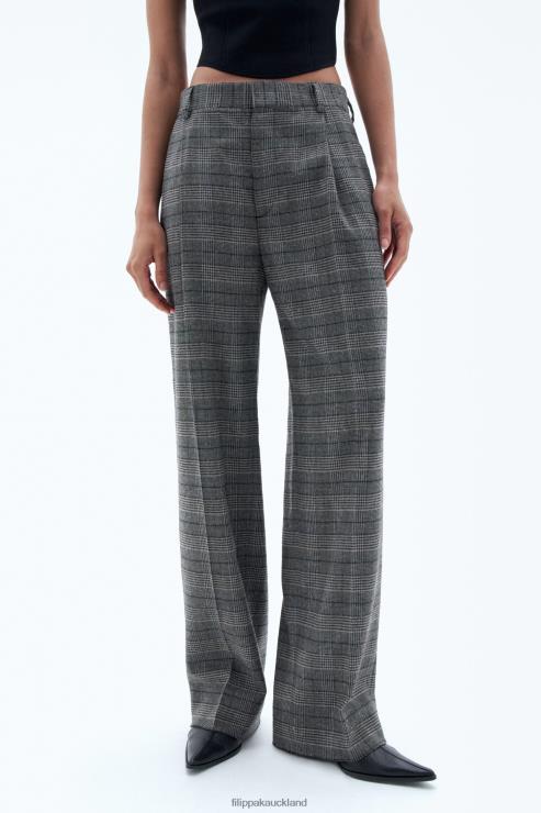 Women Filippa K Grey Check Pleated Trousers Apparel 66L84119