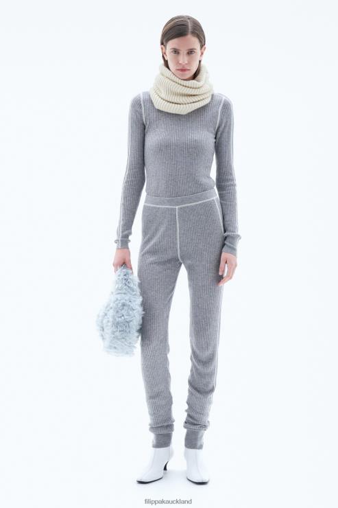 Women Filippa K Grey/White Knitted Long-Johns Apparel 66L84121