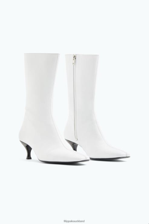 Women Filippa K White Square Toe Ankle Boots Shoes 66L84448