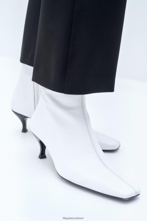 Women Filippa K White Square Toe Ankle Boots Shoes 66L84448