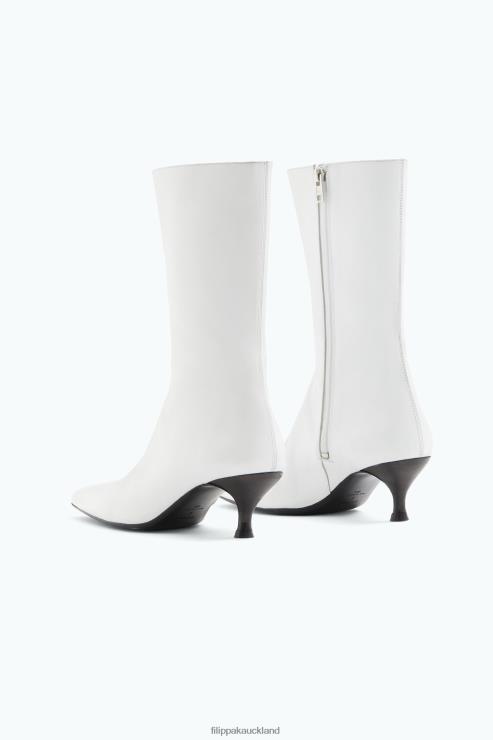 Women Filippa K White Square Toe Ankle Boots Shoes 66L84448